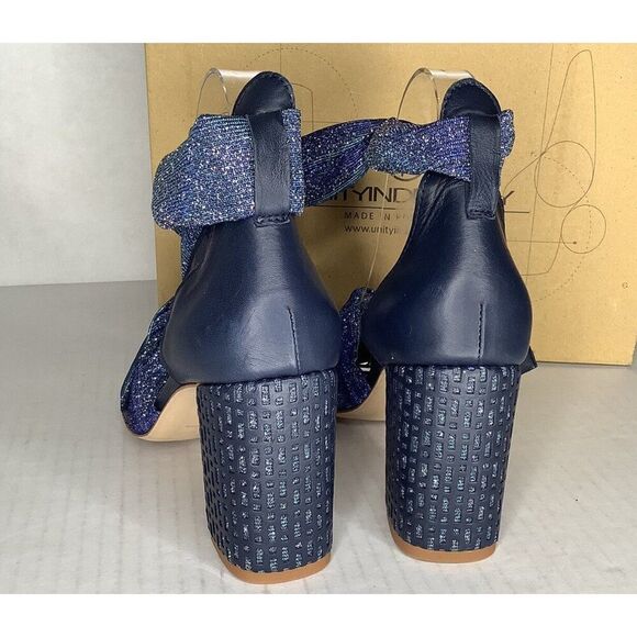 Unity in Diversity Women's Euro 39 Lawson Navy Shimmery Heels - New - Picture 4 of 6
